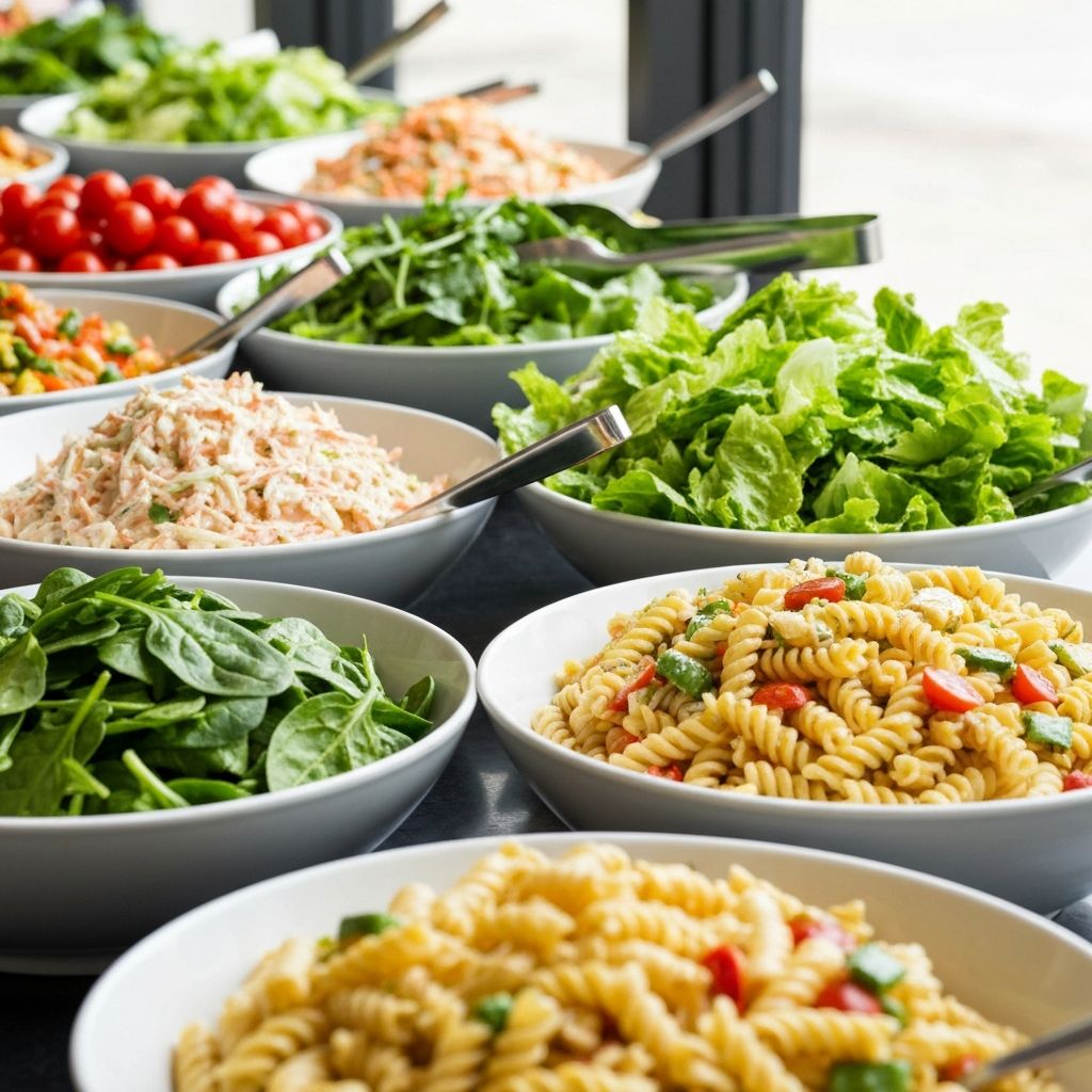 Fresh salad bar with colourful salads and healthy options